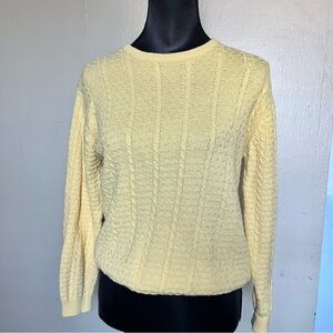 Vintage yellow cable knit crew neck sweater